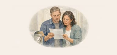couple reviewing mails including medical debt