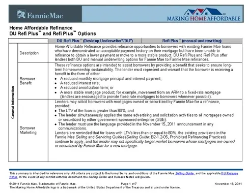 HARP Refinancing with Fannie Mae's DU Refi Plus